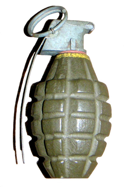 Mk 2 fragmentation grenade.