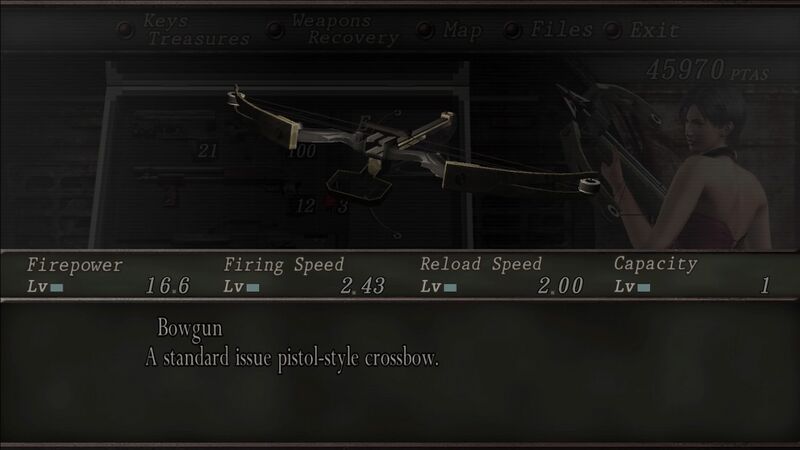 File:Resident Evil 4 Bowgun menu.jpg