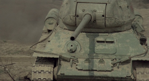 A Soviet T34-85 tank during the rear-guard assault.