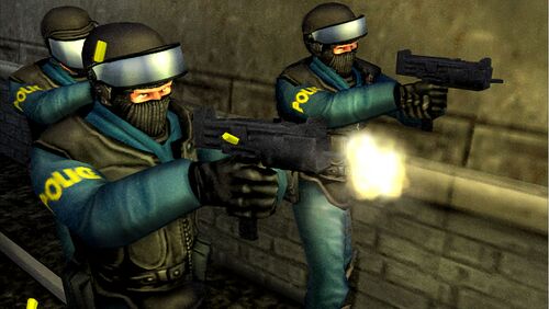 The "Carcer City SWAT" shoot an IMI UZI in "Wrong Side of the Tracks".