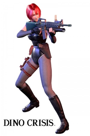 Promotional image of Regina with her M16A2/M203.