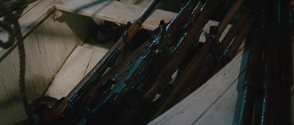 Mauser Gewehr 1898s are loaded into rowboats when the crewman go ashore to rescue Ann