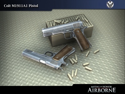 The fully upgrades M1911A1 on the top with the plain M1911A1 on the bottom.
